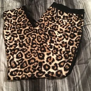 Leopard print drawstring pants